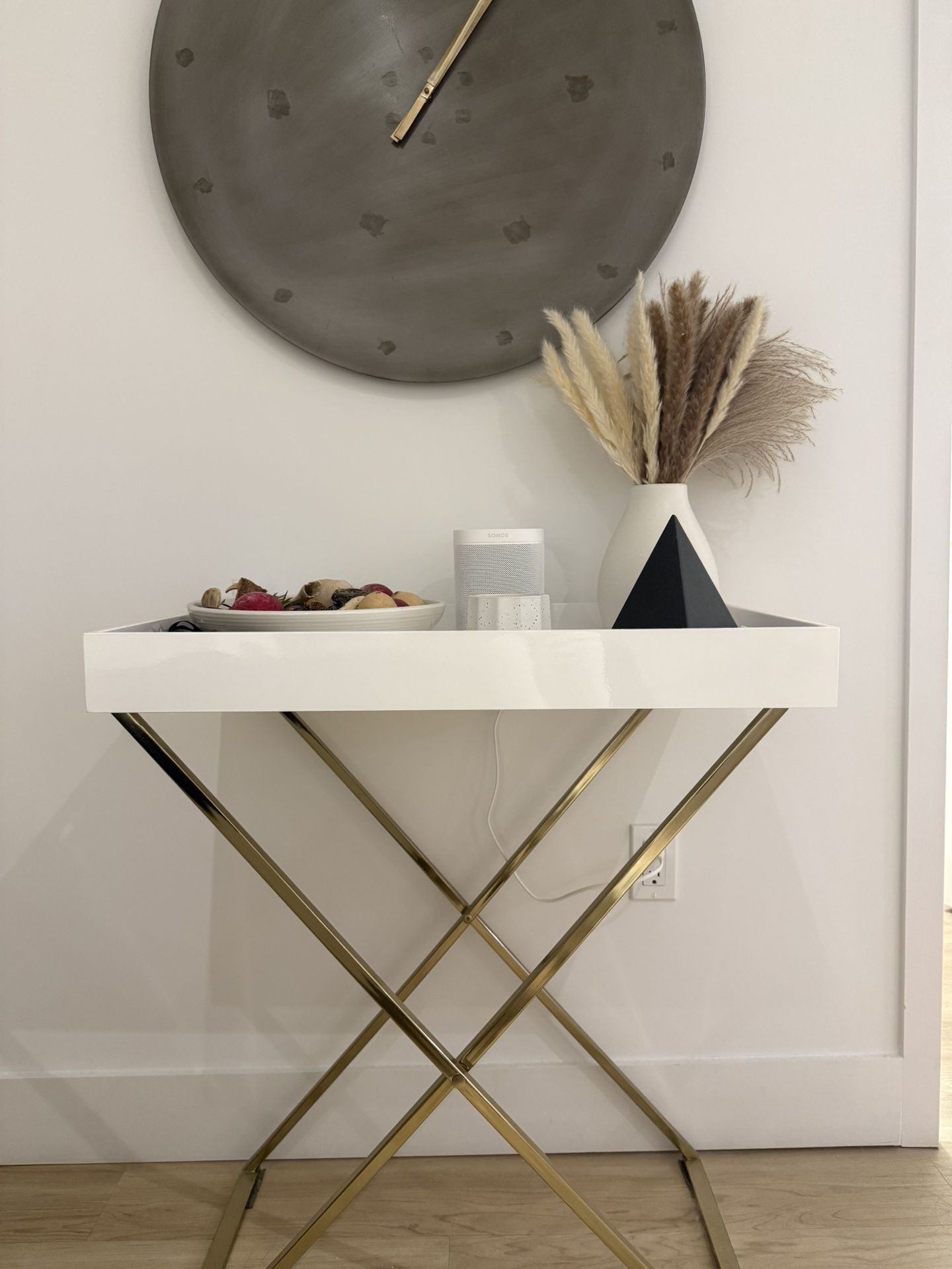White & Gold Modern Console Table – Pick Up Only!