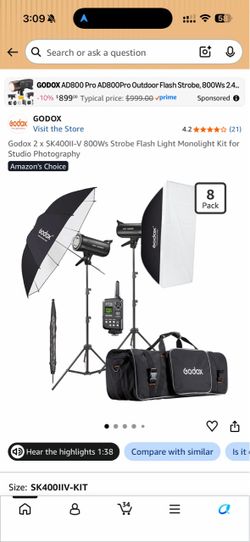 Godox 2 x SK400II-V 800Ws Strobe Flash Light Monolight Kit for Studio Photography