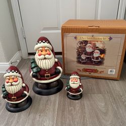 🎅🏼 Vintage 1999 Collectors Edition Grandeur Noel 3 Piece Ceramic Santa Figurine Set