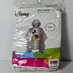 Disney Mickey Mouse Adult Clear Rain Poncho Vinyl 40x52 NEW