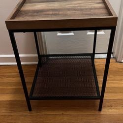 Wood and Metal Side Table - 18” Square  