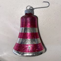 Vintage 1950’s ~ Shiny Brite ~ Striped Bell Glass Christmas Ornament 3” Tall