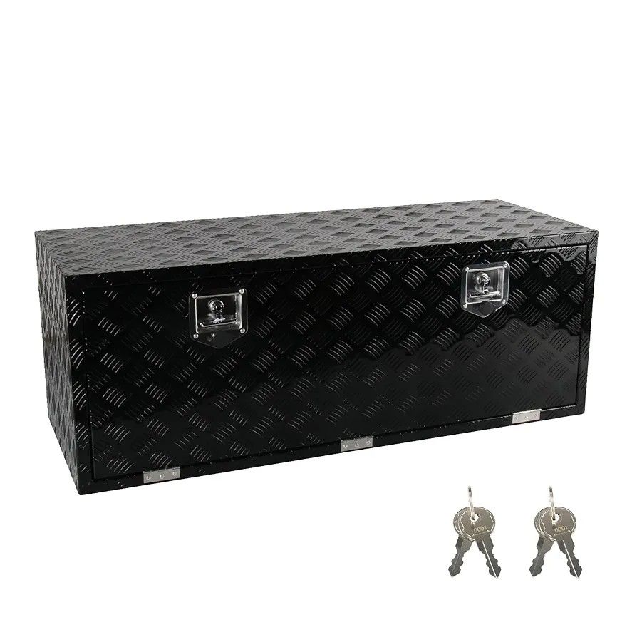 48 Inch Underbody Tool Boxes, Aluminum Heavy Duty Under Body Toolbox for Truck, Black (48''*18''*18'')