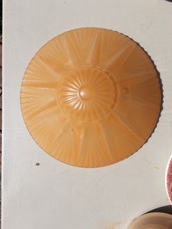 Art deco 9" frosted peach satin glass ceiling shade three hole 3 hole