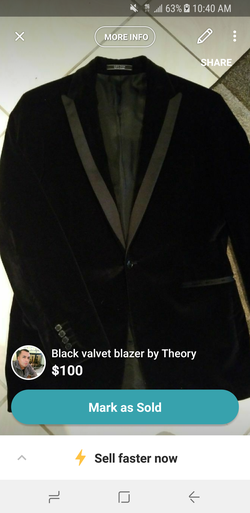 Velvet blazer one button by Theory