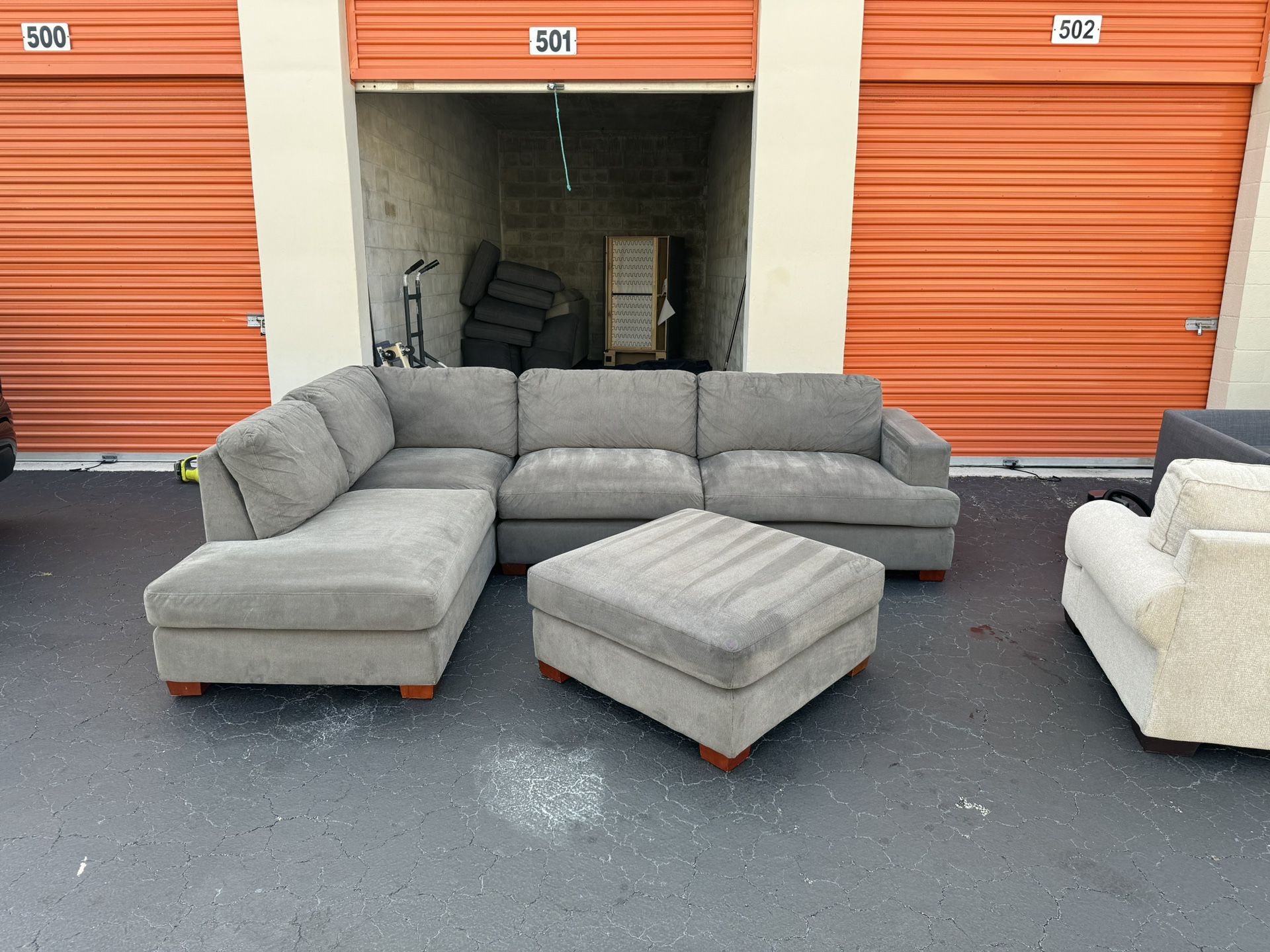 Grey Sectional & Ottoman. Delivery.