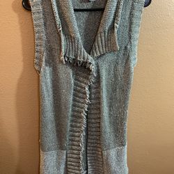 American Rag Silver Gun Metal Sleeveless Cardigan Vest Jacket XL
