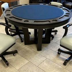 Darafeev Black Finish Round Poker Table With 4 Chairs
