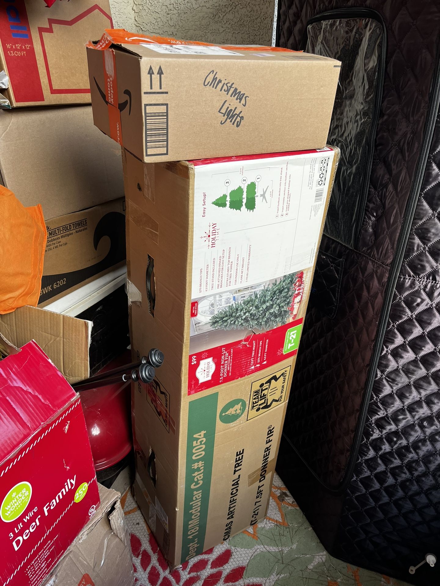 7.5 Ft Christmas Tree W/ Christmas Lights And porch/yard decor