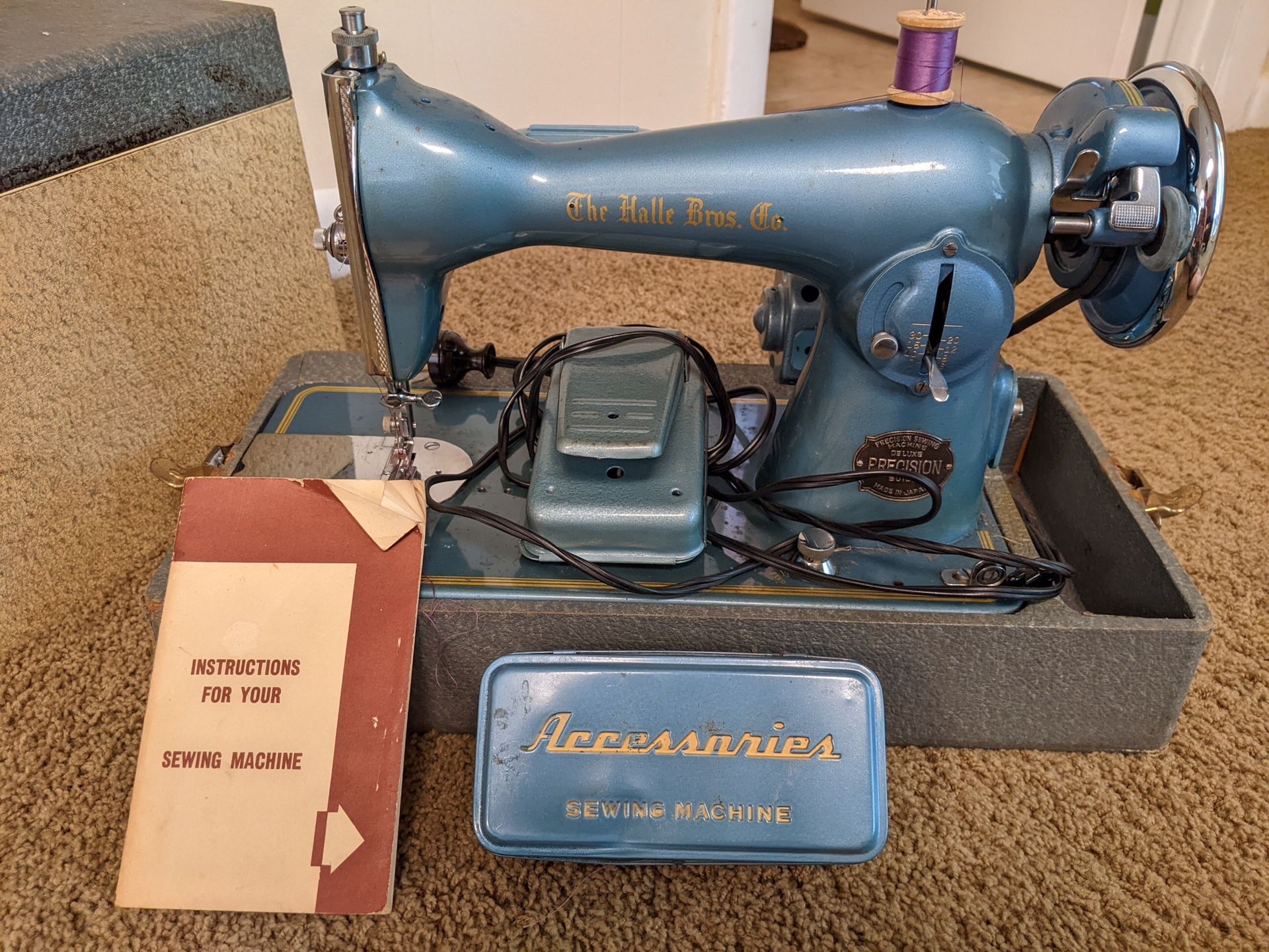 Vintage Halle Bros. Co. Precision Sewing Machine.