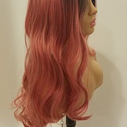 Long Pink Wavy Wig