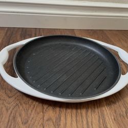 IH brand cast enameled iron for: stove, oven, BBQ grilling pan skillet