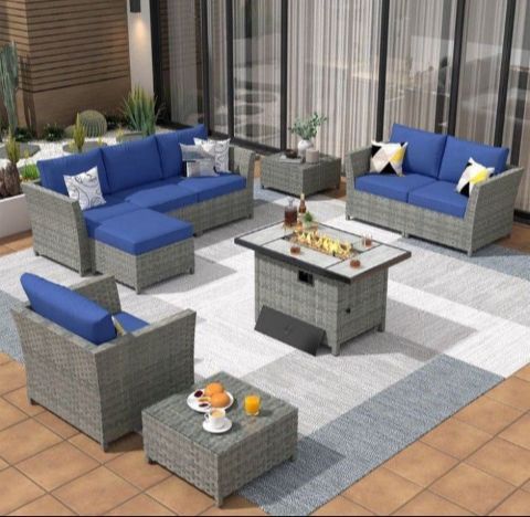 Patio Sofa Set With Fire Pit Propane Outdoor Patio Furniture Fully Assembled Deep Seating Cushions ππΊππ