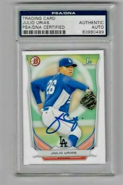2014 Bowman Julio Urias Signed #BP6 Rookie RC PSA DNA Slab Authentic Autograph 