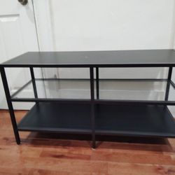 Pre-owned 40inch Horizontal Bookshelf, Industrial 3 Tier Open Bookshelf Wood and Metal Long Bookcase for Home Office (Black)

