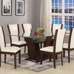 Camelia White-Espresso Rectangular Dining Set /Dining table and Chairs 