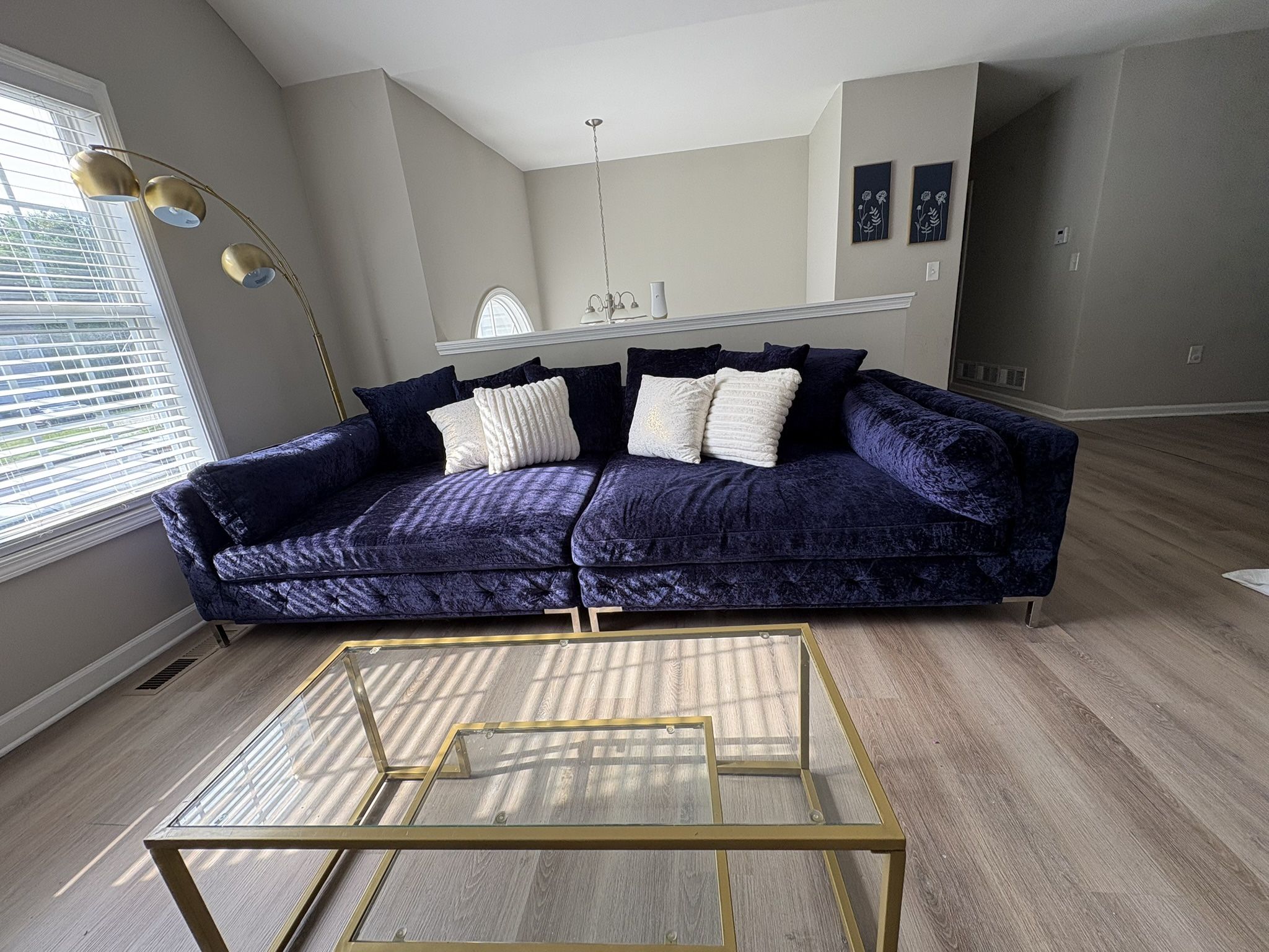 Blue Velvet Crushed Sofa