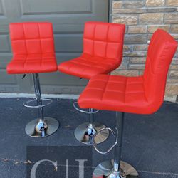 New 3 Red Bar Stools 