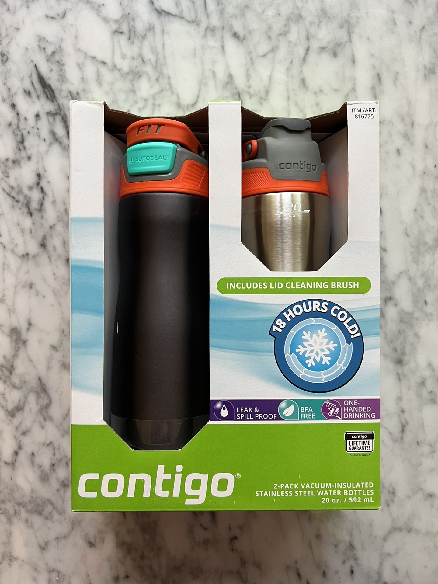 Contigo 2-Pack Vacuum-Insulated Stainless Steel Water Bottles