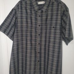Chereskin Men's Button Down Shirt, Plaid Blue/grey XL