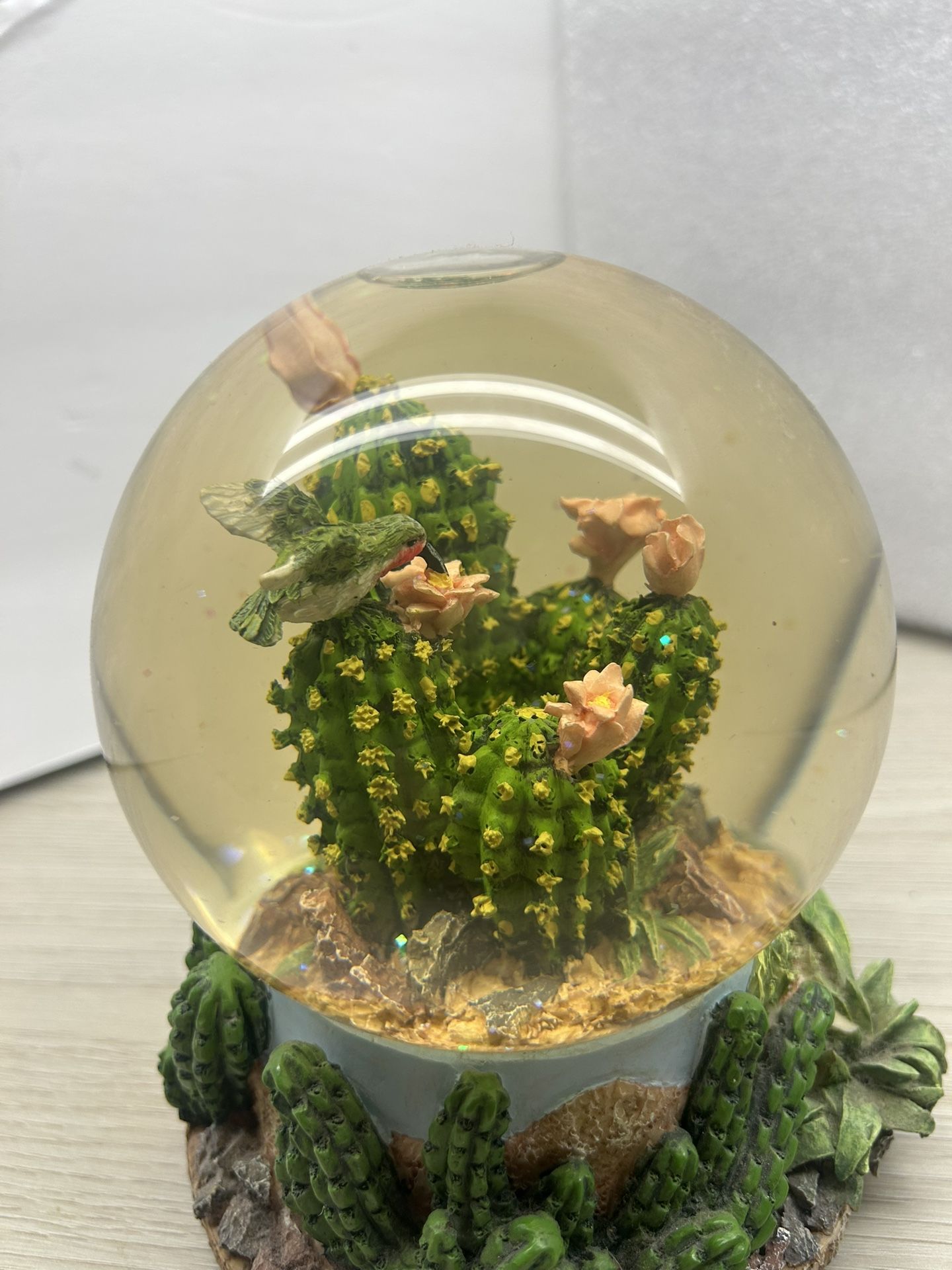 Vintage Cactus/Bird Snow Globe -reduced Again