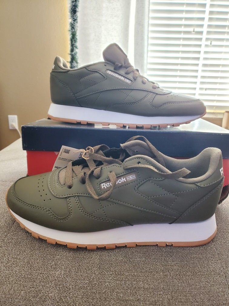 Reebok Classic Leather Junior Army Green Size 6US