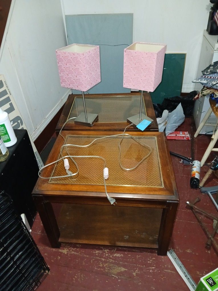 2 End Tables And Lamps
