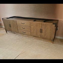 FURNITURE STAND WOOD SOLID NEW IDEAL FOR BIG TVS 100" UP TV 3 DRAWERS SIDE DOORS NICE AND CLEAN CERO SCRATCHES OR DAMAGE FOR ANY QUESTION TEXT ME PLEA