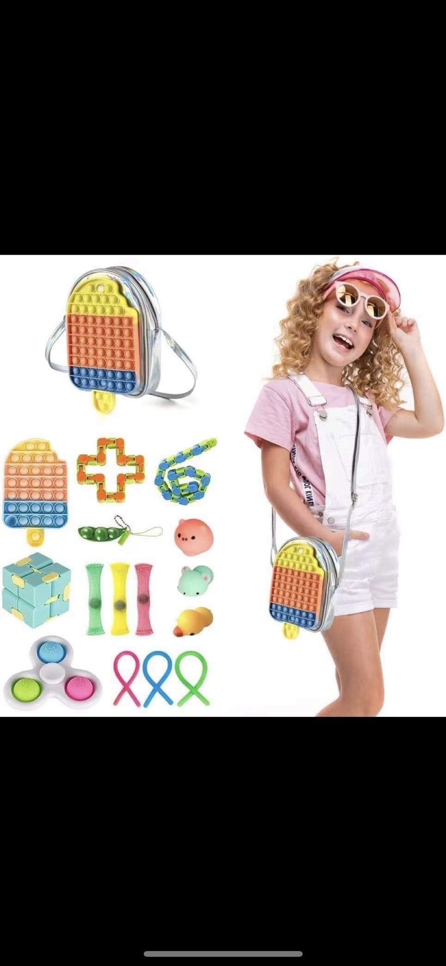 15 Piece Fidget Toy Backpack Purse For Toddlers And Kids