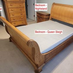 Solid Oak Sleigh Bedroom Set