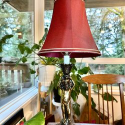 Vintage Table Lamp – Figural Brass Cherub / Classical Style