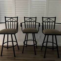 (3) tall metal swivel stools