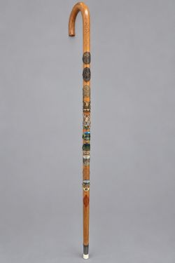 Vintage German Wanderstock Cane 36" with Travel Badges