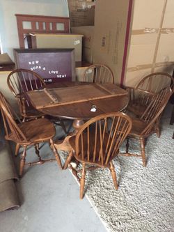 Oak Table with Six Chairs