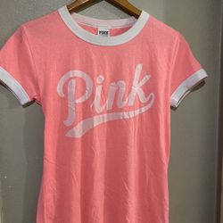 PINK Victoria's Secret Women's Pink White Short Sleeve T-Shirt, XS