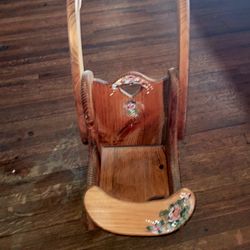 vintage wooden doll cradle