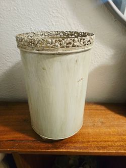 MCM Hollywood Regency Metal Waste Basket (Read)