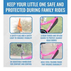 Pink kids tandem bike attachment