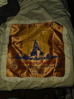 Vintage WWII Era Navy Satin Pillow Cover
