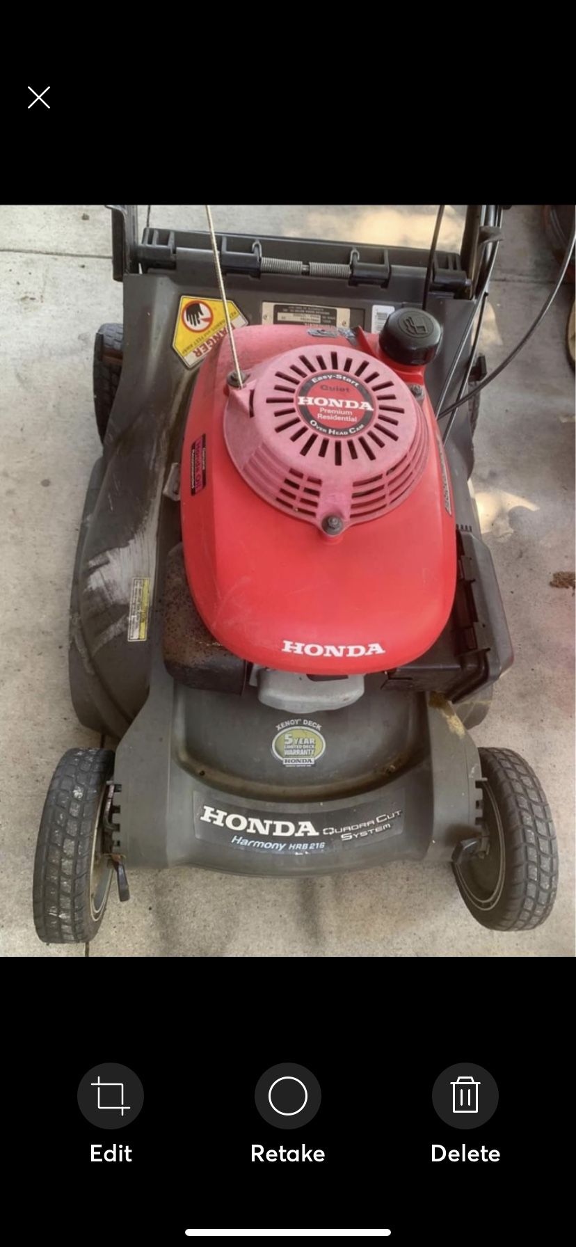 Honda Harmony Rotary Lawnmower HRB216TDA for Sale in Oviedo FL