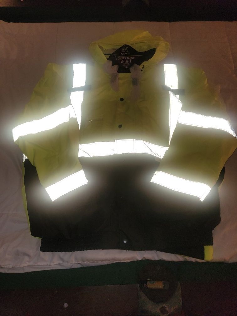 Safety Coat Brand New Work Frog Wear HV 8 in 1 Bomber Jacket Reflective - Size 3XL
