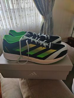 Adidas Adizero Men's Road Running Shoes Size 12 Core Black Beam Yellow Green New Condition