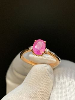 GOLD PINK STONE RING #36069