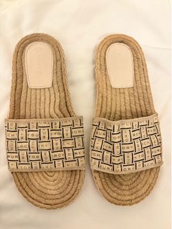 Tory Burch Woven Logo Slide Sandals