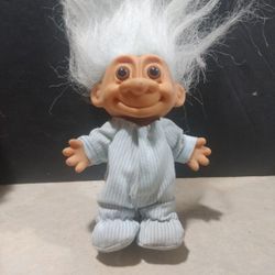 Vintage Russ Bedtime Troll Doll Sleepy Time Blue Pajamas.  ( Plush Box )