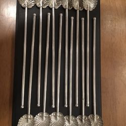 Set of 12 Sterling Iced Tea Julep Spoons/ Straws -Shell Form Bowl