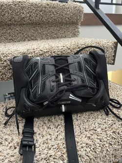 Authentic Balenciaga Calfskin Fabric SneakerHead Cross Body Back Black