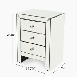 3 Drawer Mirror NightStand (2 Night Stand 