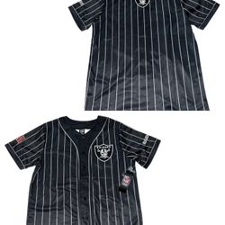 Las Vegas Raiders Black Pin Stripe Baseball Jersey Men’s S,M & L New