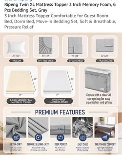 3 inches twin xl memory foam mattres topper